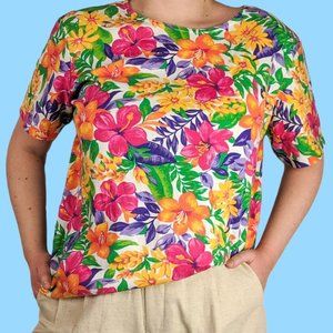 Bright Hawaiian Floral Tee Shirt